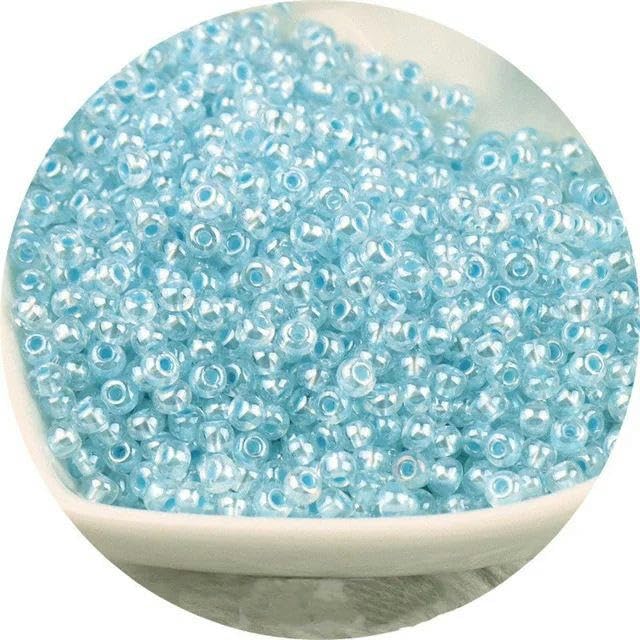 ORGEFY Perles en verre teinté de 2/3/4 mm, perles en Cristal Transparent, adaptées aux Bracelets, Bijoux à Faire SOI-même, Bleu Ciel, 18-3 mm, 330 pièces