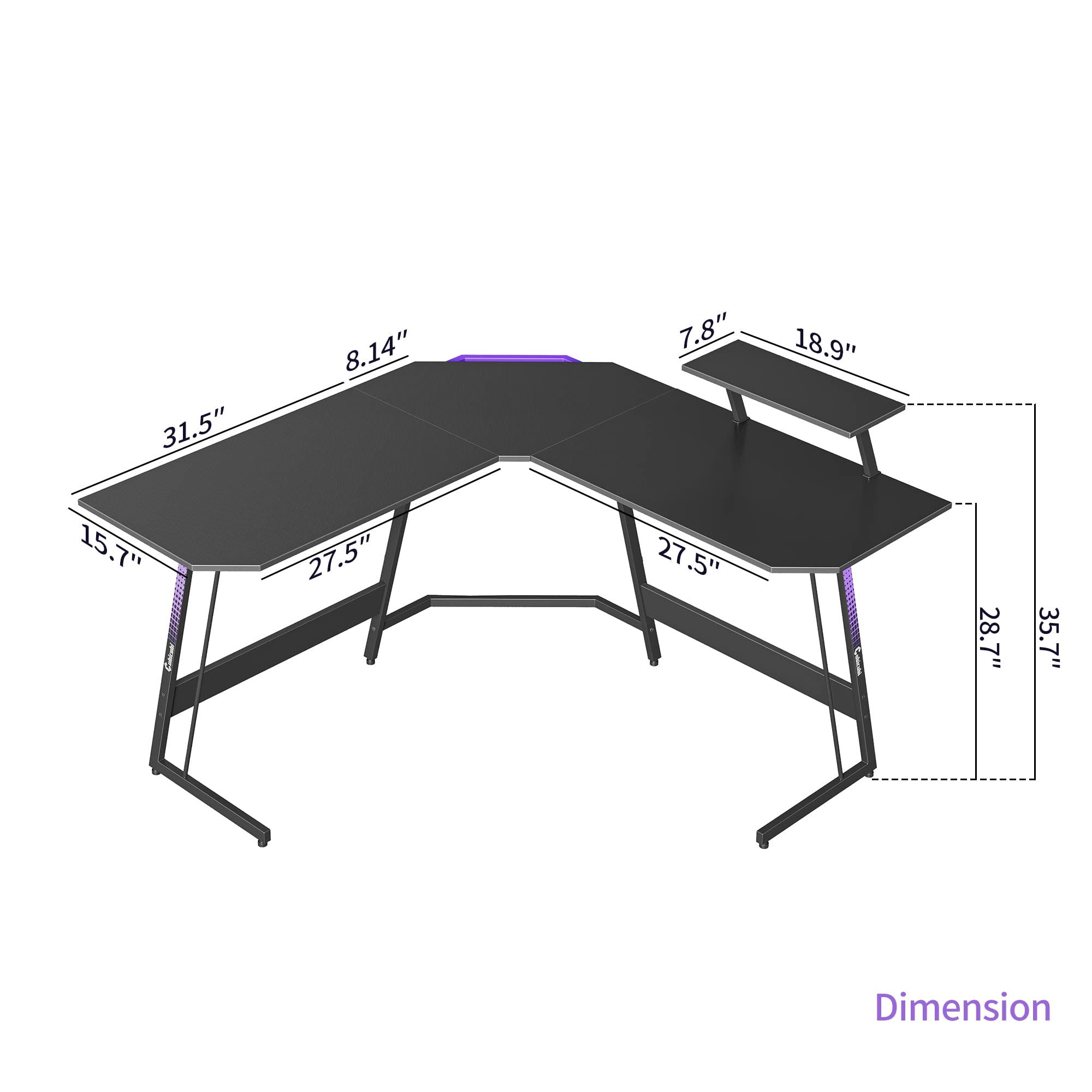 Buy CubiCubi Diamon L Shaped Gaming Desk 53 inch Gamer Workstation
