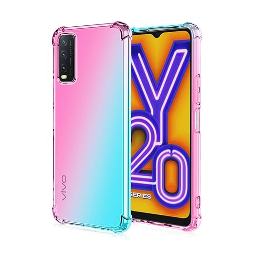 Case Compatible with vivo Y20s, Slim Soft TPU Shockproof Anti-Scratch Phone Case Cover with Reinforced Corner Bumper Pink/Green