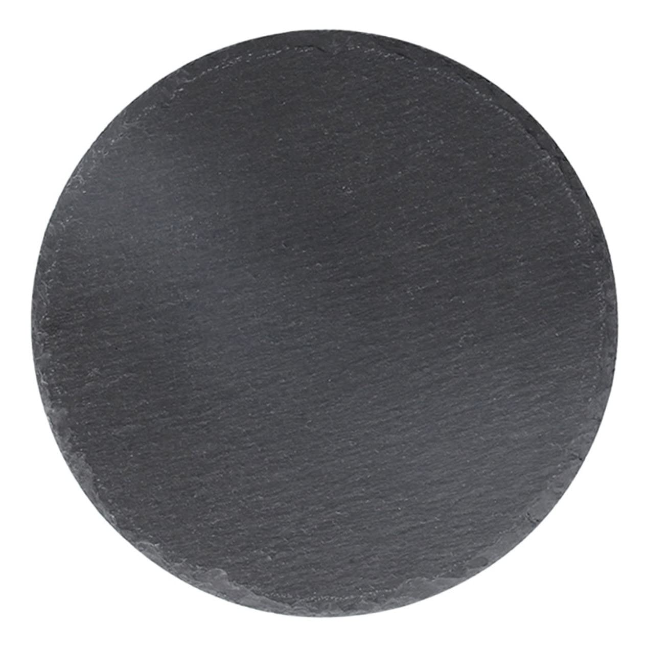 Ipetboom Plato de Piedra Redondo Negro de Pizarra para Servir Alimentos | Uso en Restaurante y Hogar, Apto para Desayuno y Postres, Estilo Rústico Creativo