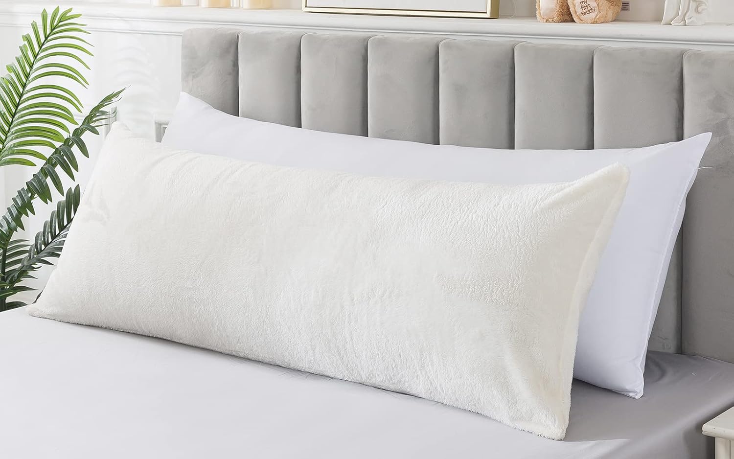 WhatsBedding Cream Body Pillow with Pillowcase, Full Body Pillows for Adults, Large Long Body Pillow Insert, Long Pillow for Bed, Machine Washable, 20 x 54 Inches : Home & Kitchen