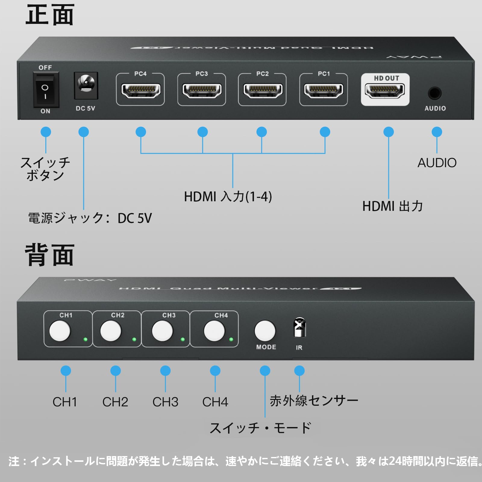 Amazon | 4K3D@30HZ HDMI画面分割器 4入力1出力 マルチビューワー 画面
