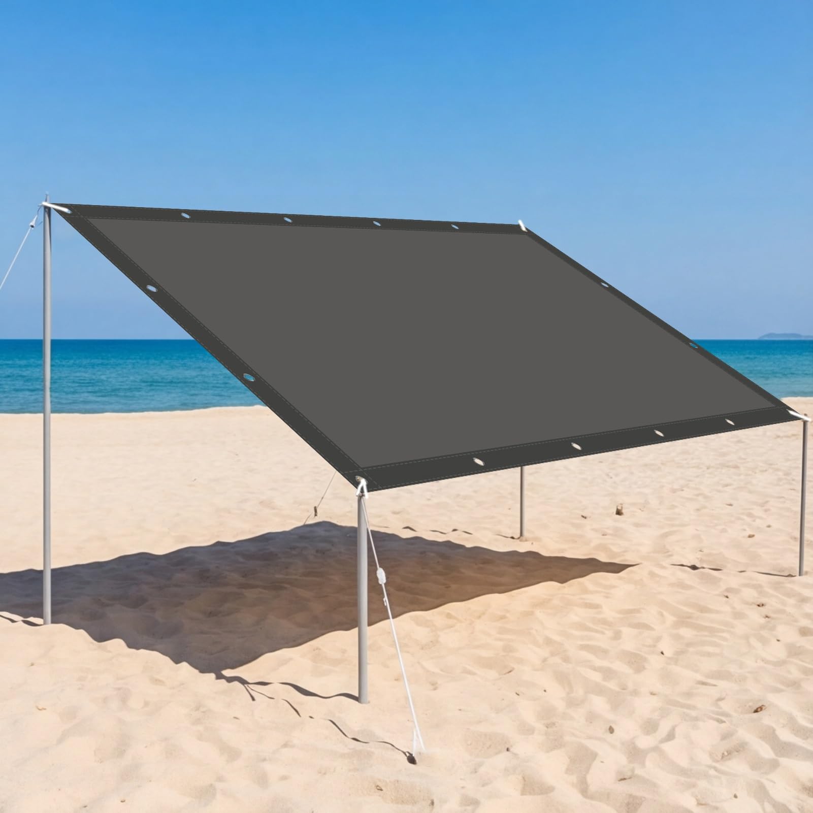 markiza z filtrem UV, 175 x 185 cm, żagiel przeciwsłoneczny, łatwy montaż, do ogrodu, na patio - zadaszenie przeciwsłoneczne, kolor ciemnoszary