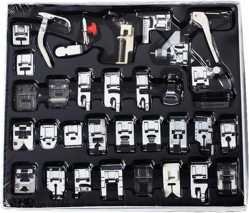 [32-Piece Set] Sewing Machine Presser Foot Kit, Sewing Machine Attachment, Presser Foot, Gold, Household Sewing Machine Presser Foot, Sewing Machine Presser Foot Hardware, Practical Sewing