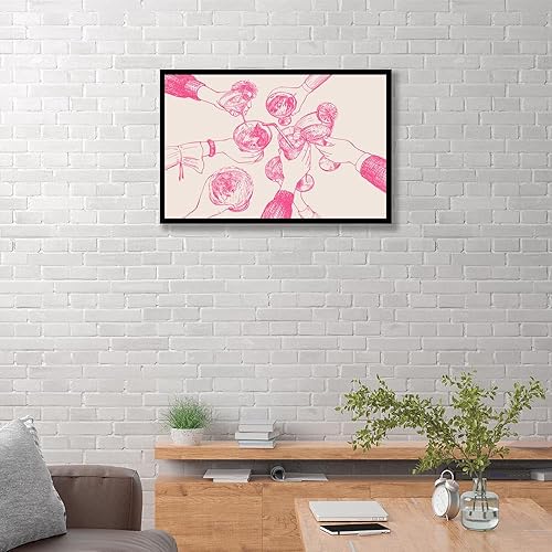 Miniatura 5 de Decoración de carrito de bar retro a la moda, arte de pared estético en lienzo con estampado de bebidas alcohólicas en blanco y negro con champán en