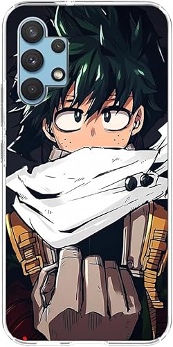 NOLLAM Carcasa protectora antideslizante mate transparente suave para Samsung Galaxy A32 5G Midoriya Izuku Anime Japón Role05