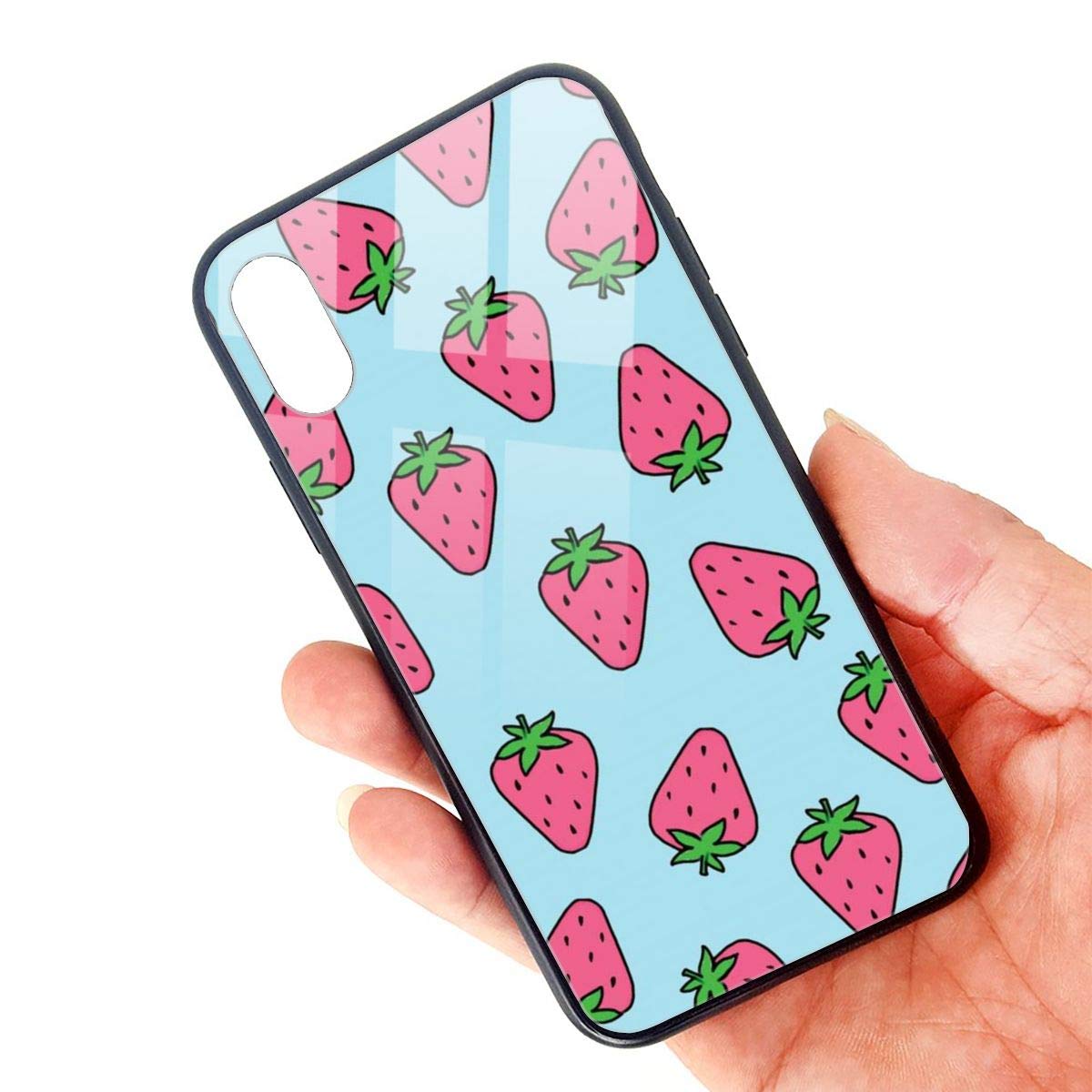 Custodia sottile in morbido TPU trasparente con fragole per iPhone Xs Max, custodia morbida flessibile compatibile per Xs Max da 6,5 pollici (versione 2018)