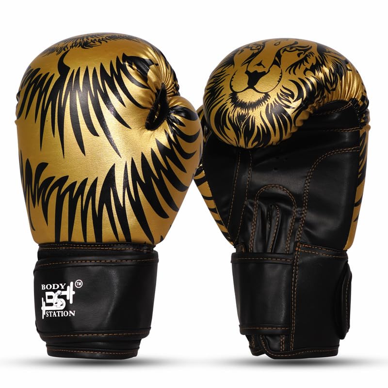 Bodystation Longlasting Faux Leather MMA Everlasting Training Lion Boxing Gloves with Hook & Loop Closure for Men & Women | Kickboxing, Gym & Sports Equipment | Twin Punching Gloves-image-13