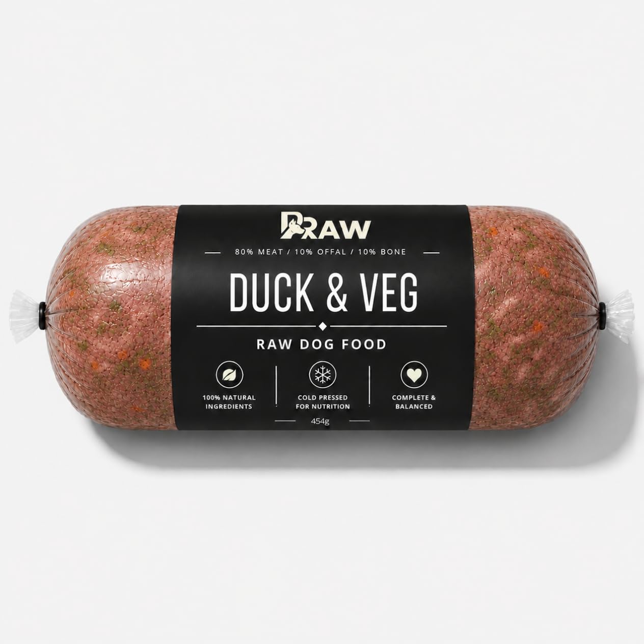 Prime Raw Mixed Frozen BARF Dog Food - 454g Rolls - Variety Flavours – Box of 10, 20, 30 Rolls - Premium Natural Barf Diet - High-Protein, Grain-Free & Nutrient-Rich (20, Duck & Veg)