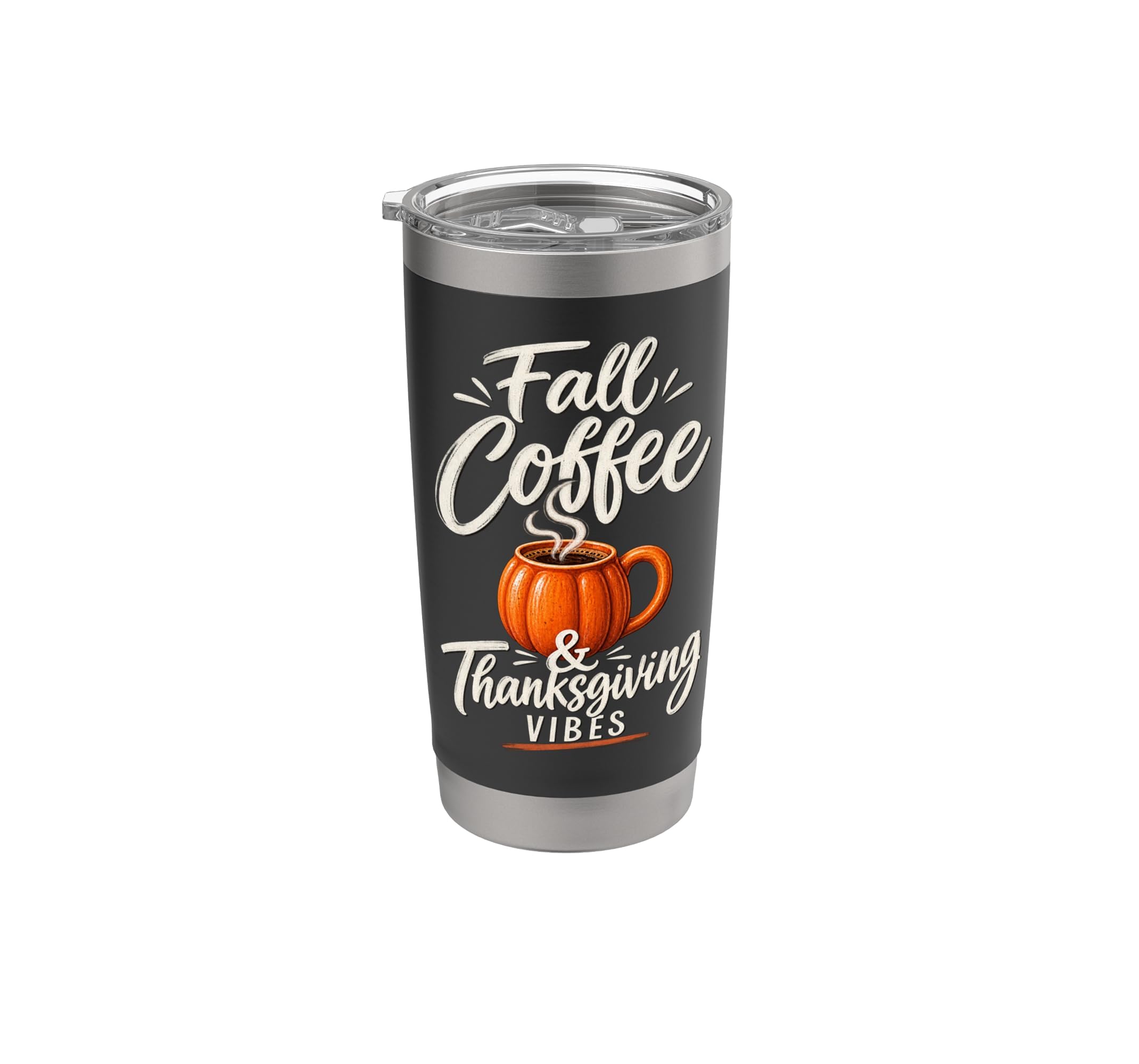 Fall Coffee & Thanksgiving Vibes Pumpkin Mug Coffee Lover Stainless Steel Insulated Tumbler