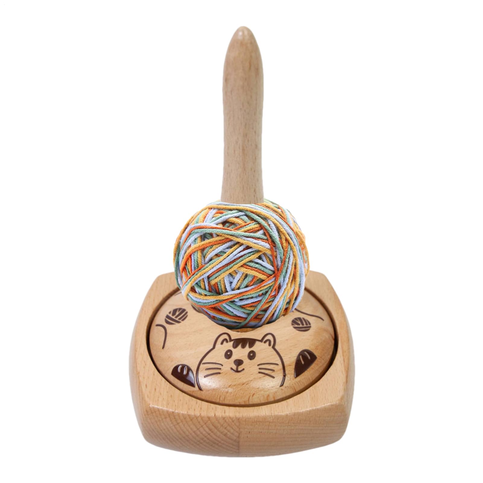 Generisch Garnspinner Holz Spinner Mit Rutschfester Basis | Holz Garnspulenständer Für Erwachsene, Stickerei, Nähen, Häkeln & Stricken Zu Hause