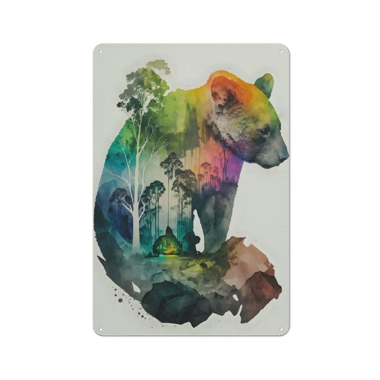 Modern Retro Animal Nature Metal Wall Art Sign 30x20cm, Studio Wall Art for Modern Home, Workshop, Office Or Cafe
