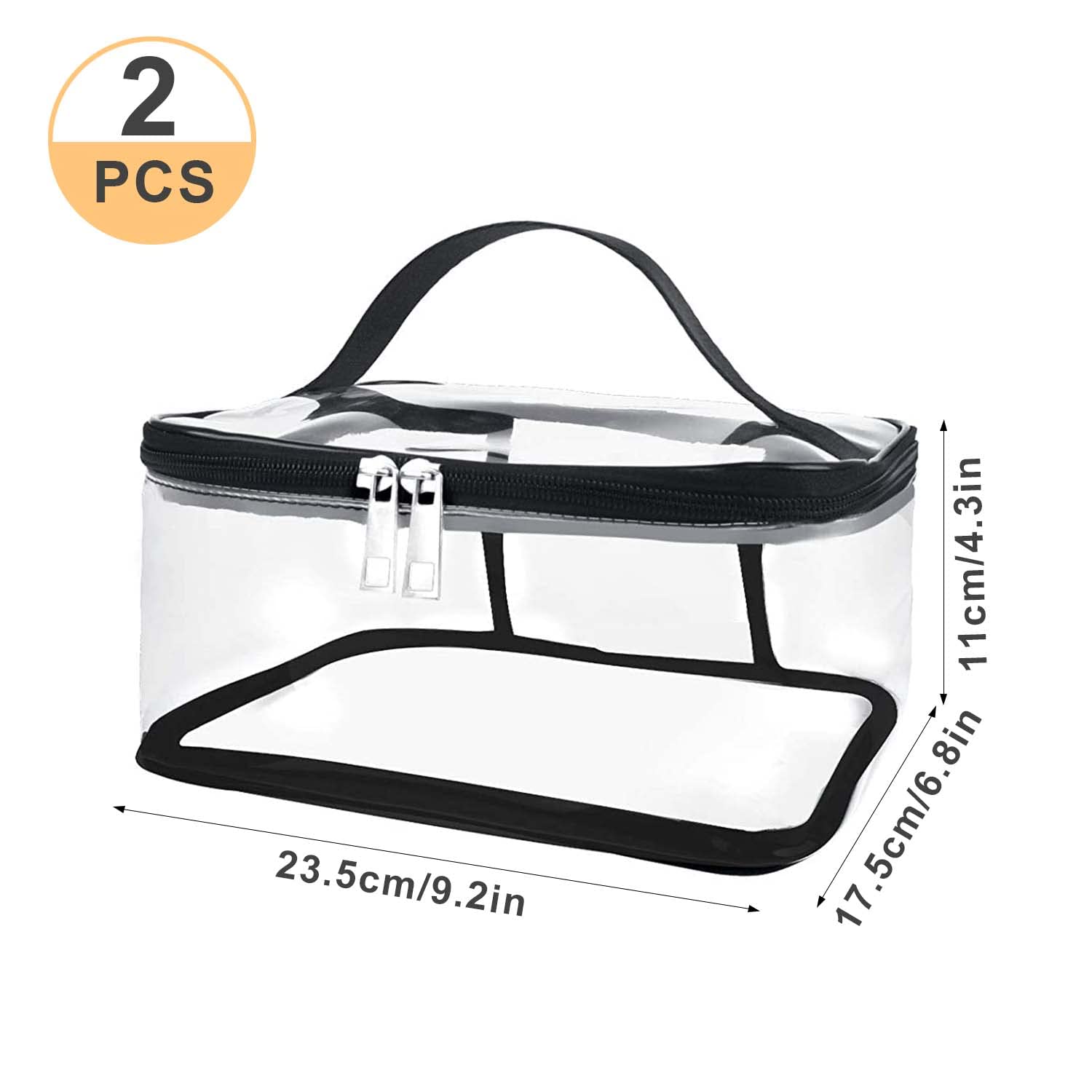 Neceser Transparente Impermeable de PVC, 2 Piezas, Bolsa de Liquidos Grande para Viaje en Avion, Adecuada para Cosméticos y Artículos de Tocador