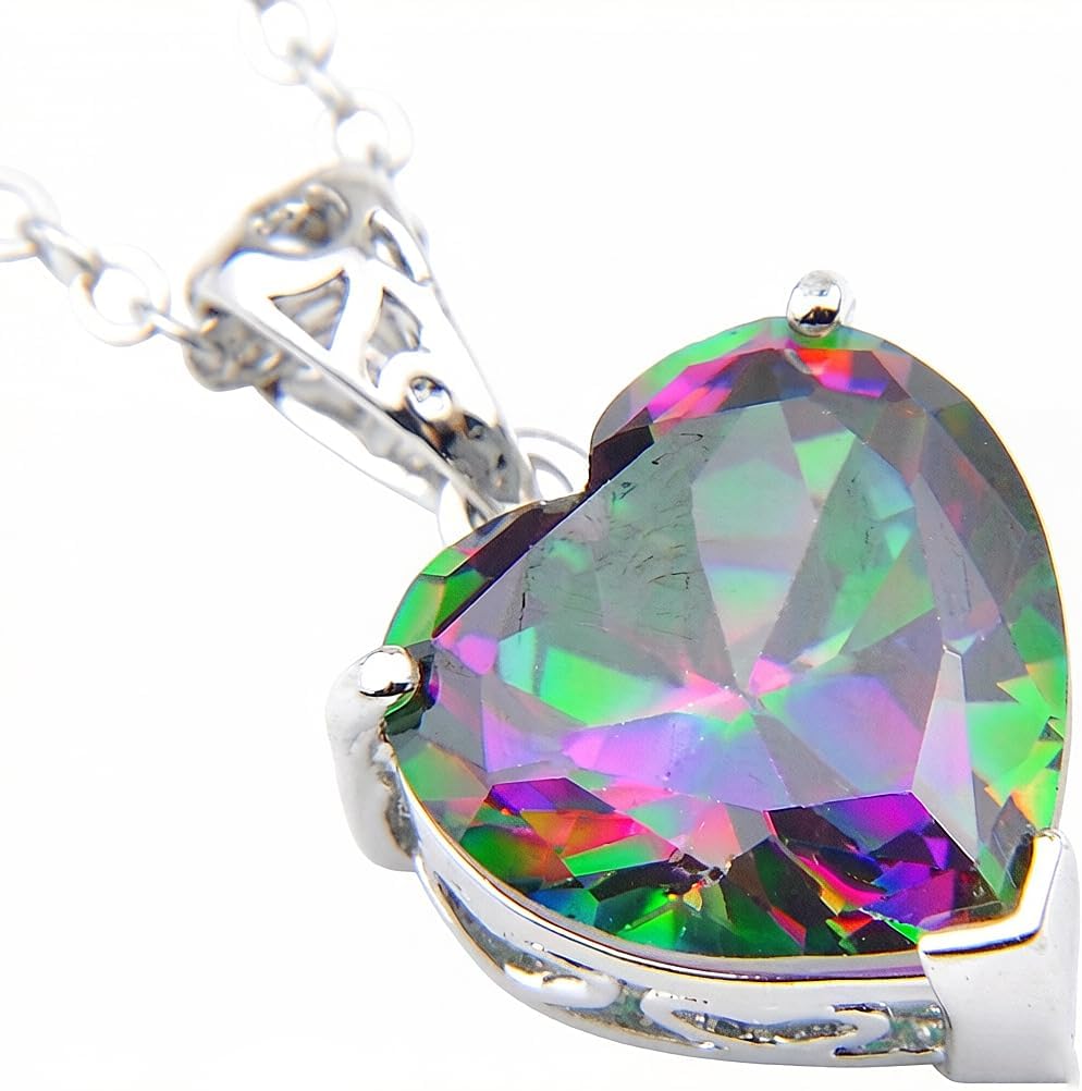 Amazing Shining Ct Huge Vintage Natural Rainbow Mystical Topaz Gemstone Silver Necklace Pendant Color 5