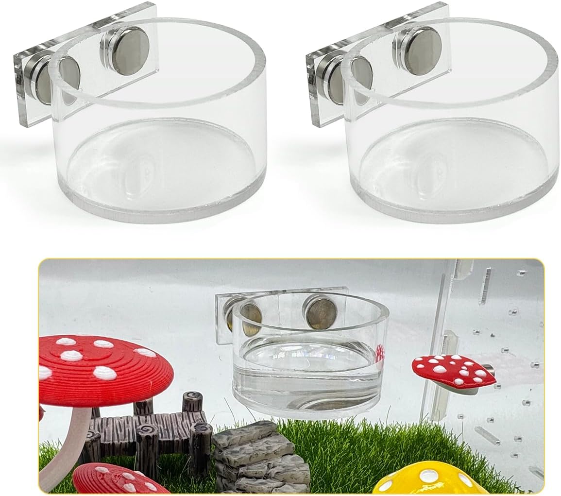 2 Pcs Jumping Spider Feeding Dish, Magnetic Water Bowl, Jumping Spider Enclosure Accessories