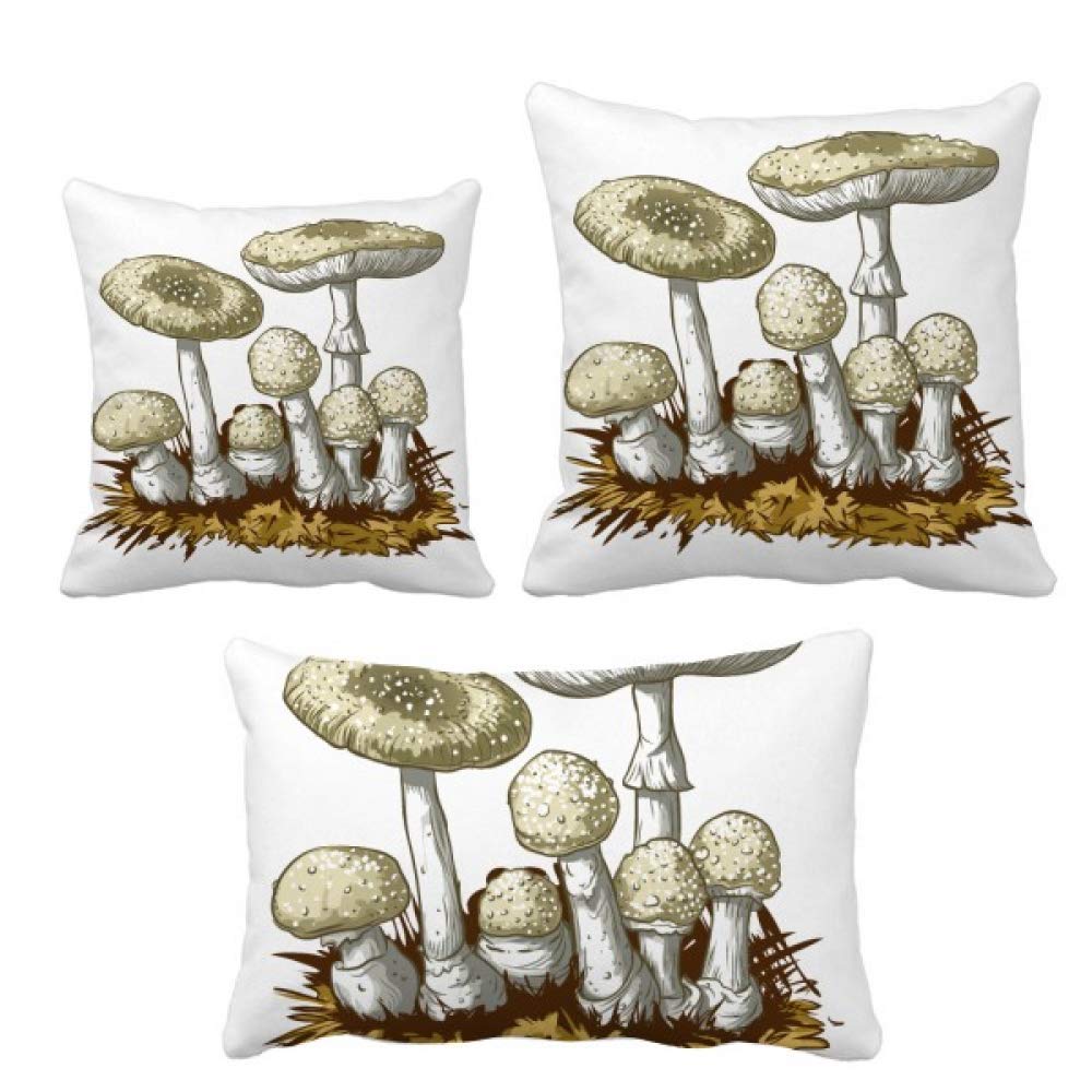 Housse de coussin champignon blanc pour décorer un canapé cosy ou une chambre style nature boisé