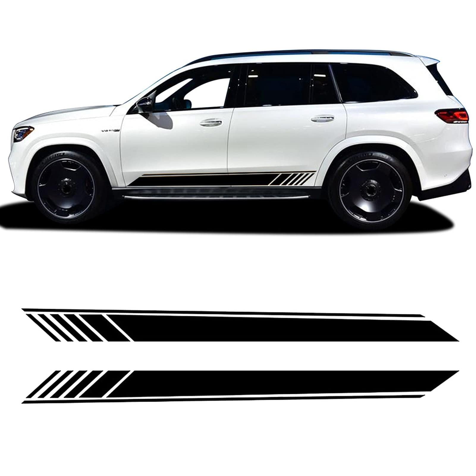 UNCLE LIAO Car Side Skirt For Mercedes Benz GLS Class 2020 X167 X166 X164 AMG Auto Car Door Sticker Side Step Skirt.,Red