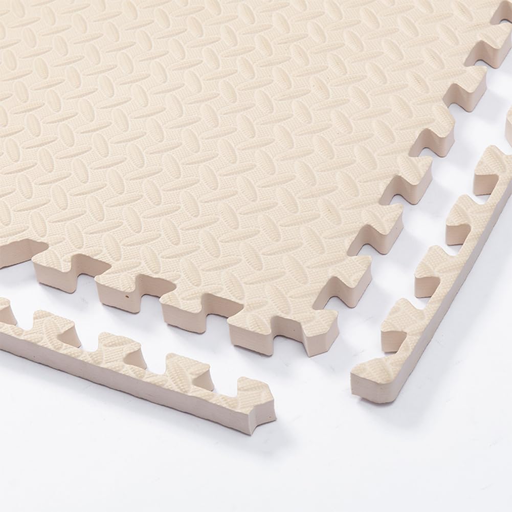 30x30cm Foam Puzzle Play Mat,10 Pack Interlocking Floor Tiles for Home Gym,Bedroom Crawling Mats Non-slip Interlocking Carpet Soft Area Rug (Beige,1.0cm Thick)