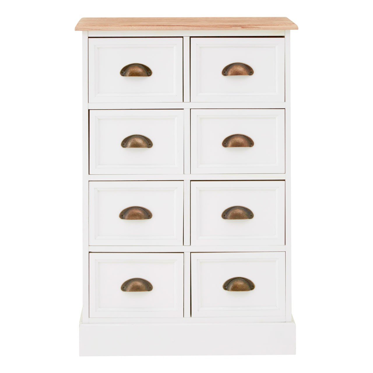 Premier Housewares Chest of 8 Drawers, Iron, MDF, Paulownia Wood, Plywood, White, One Size, 2405174