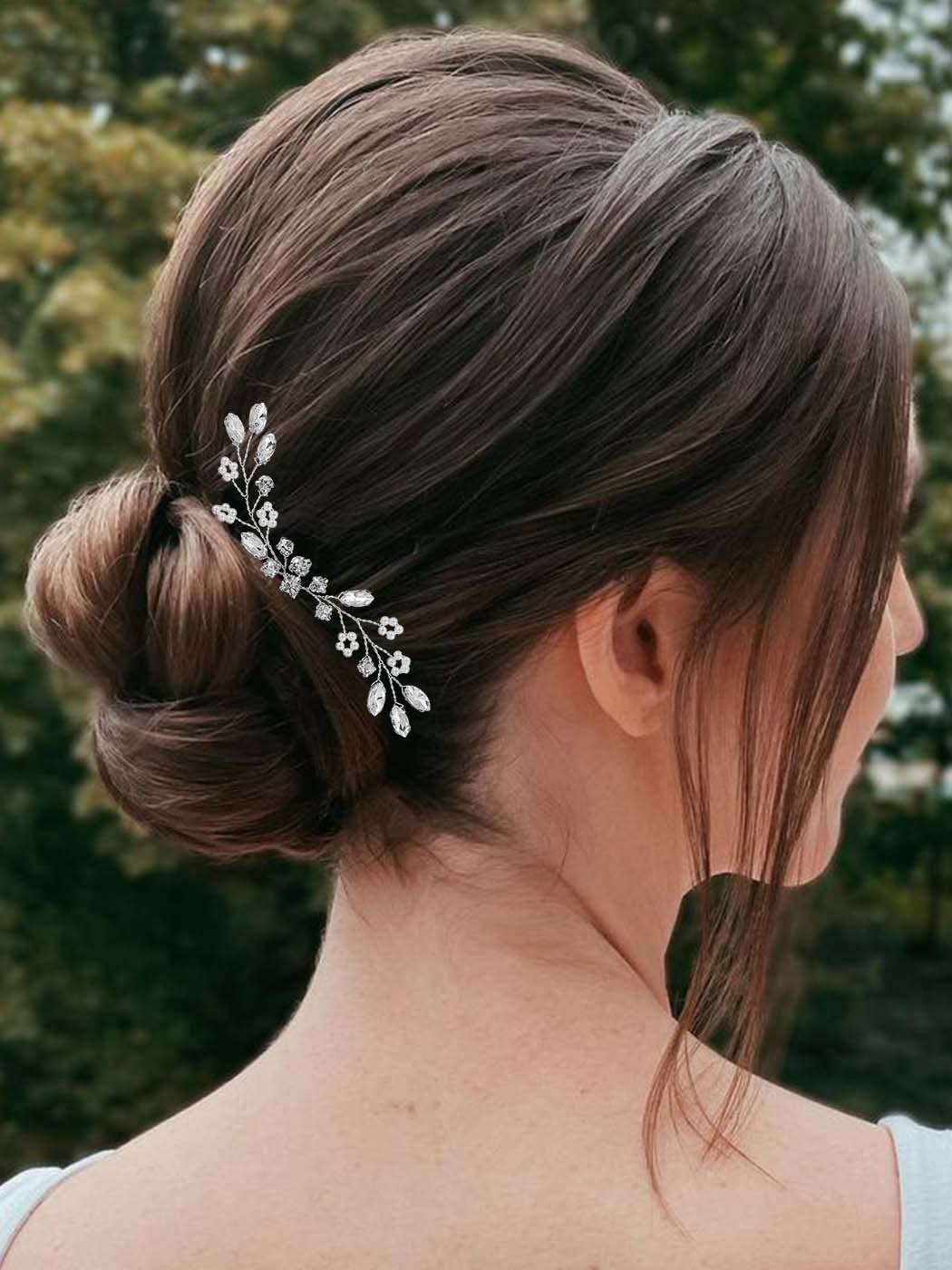 Latious Crystal Bride Wedding Hair pins Silver Pearl Bridal Hair Piece Rhinestone Hair Clips Sparkle Hair Accessories for Women and Girls
