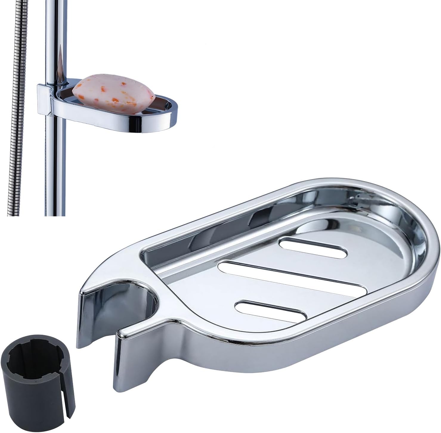 ZPLASK Shower Soap Dish, Clip on Adjustable, Rustproof & Waterproof, Silver, Rectangular, ABS ...