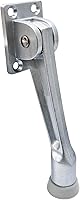 QCAA Heavy Duty 5" Kickdown Door Stopper - Zinc Die Cast, Satin Chrome, Non-Slip Windproof Spring Hold