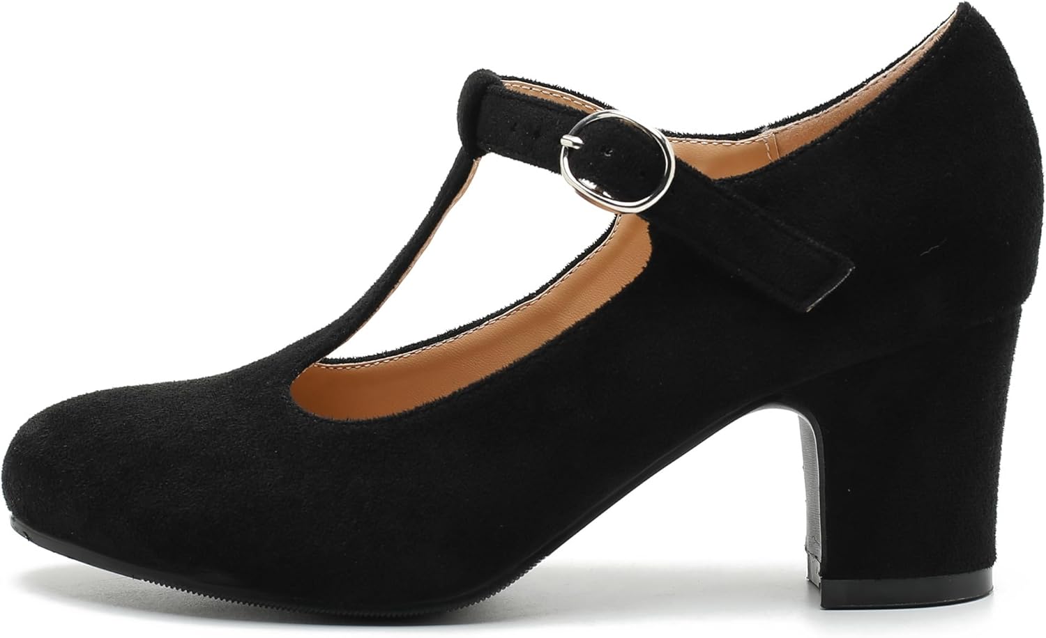 Women's T-Strap Mary Jane Pumps, 2.56 Inch Block Heel, Round Toe Dress Shoes - Image 4