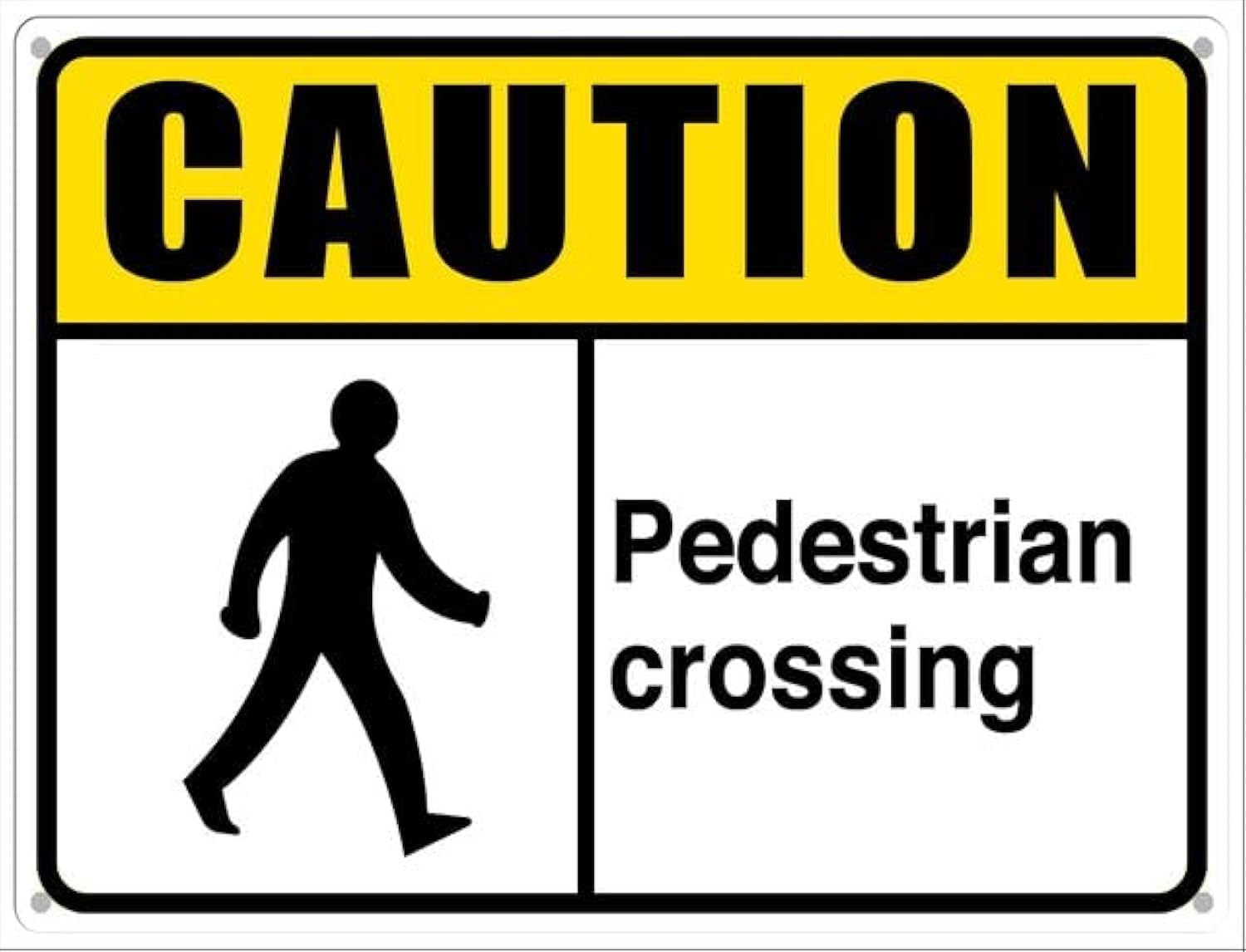 peiyeety Caution Sign Pedestrian Crossing Aluminum Tin Sign For Home Coffee Bar Wall Decor 8X12 Inch