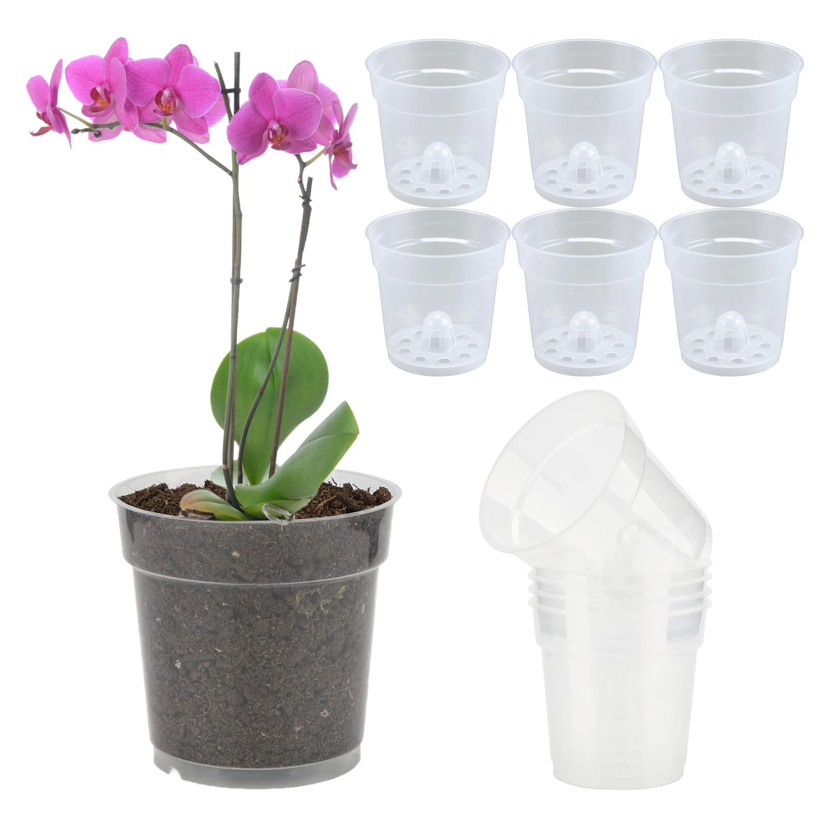 12 Pieza Maceta de Plástico con Agujeros,Macetas para Orquídeas,Maceta de Plásticos con Agujeros de Drenaje,Maceta de Plástico con Agujeros,Maceta Orquidea Reutilizable,Macetas Orquídeas Transparente