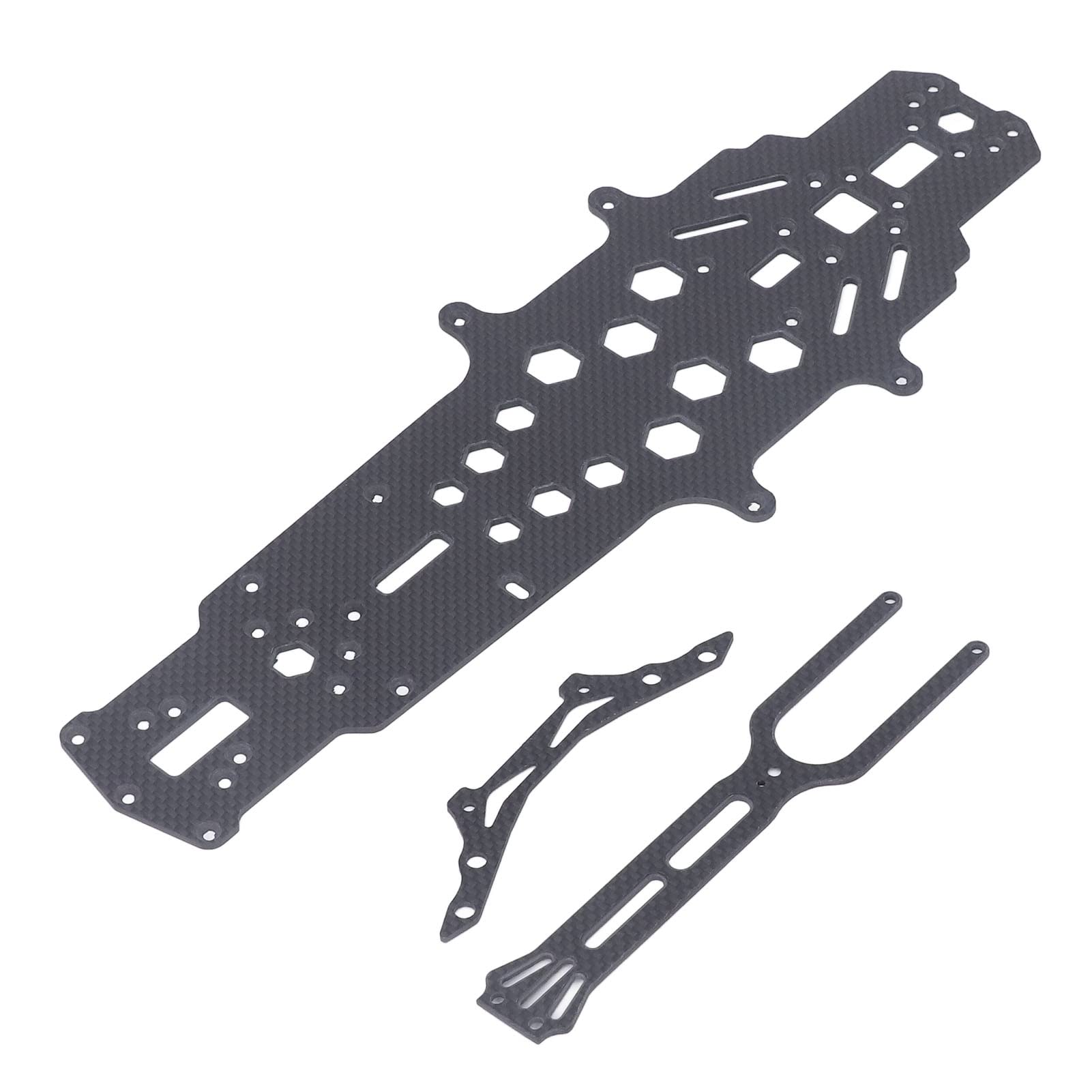 Chasis de fibra de carbono RC Alta flexibilidad Mecanizado CNC Hollow Hollow 2 capas Reemplazo de hundimiento Placa de chasis RC RC (Negro)