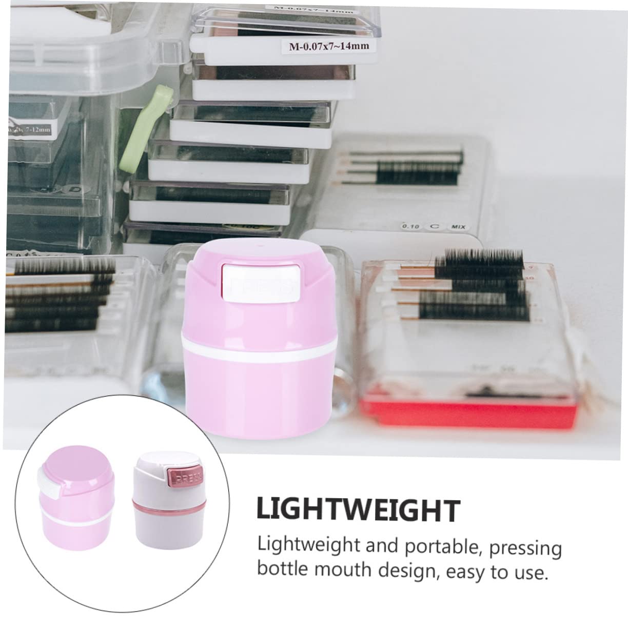 FRCOLOR 2pcs Lash Storage Tank Airtight Eyelash Extension Organizer Permanent Lash Case