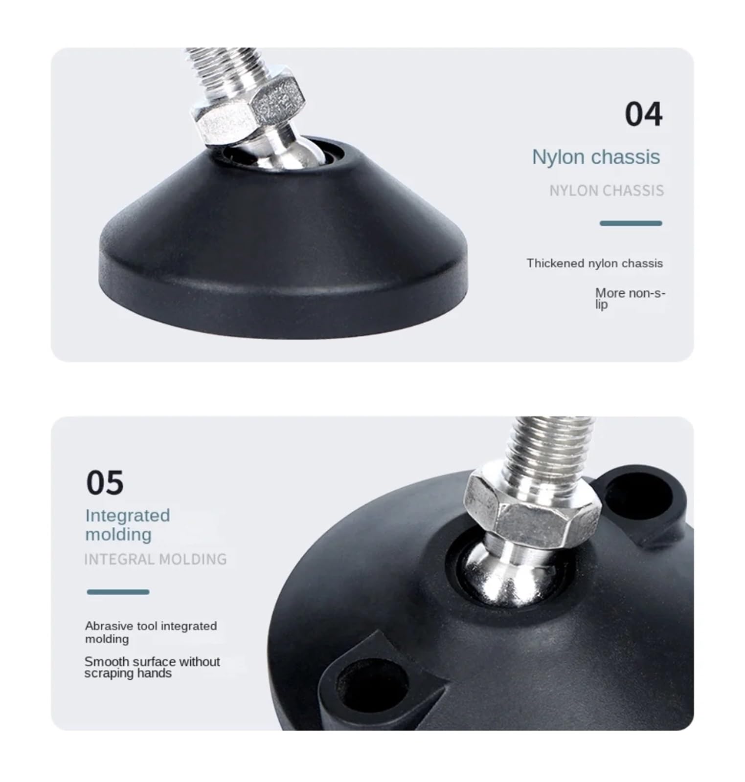 Pies niveladores for muebles, 4 Uds., M8, M10, M12, M16, Base giratoria de rosca, soporte ajustable for patas de mesa(D80XM10X80)