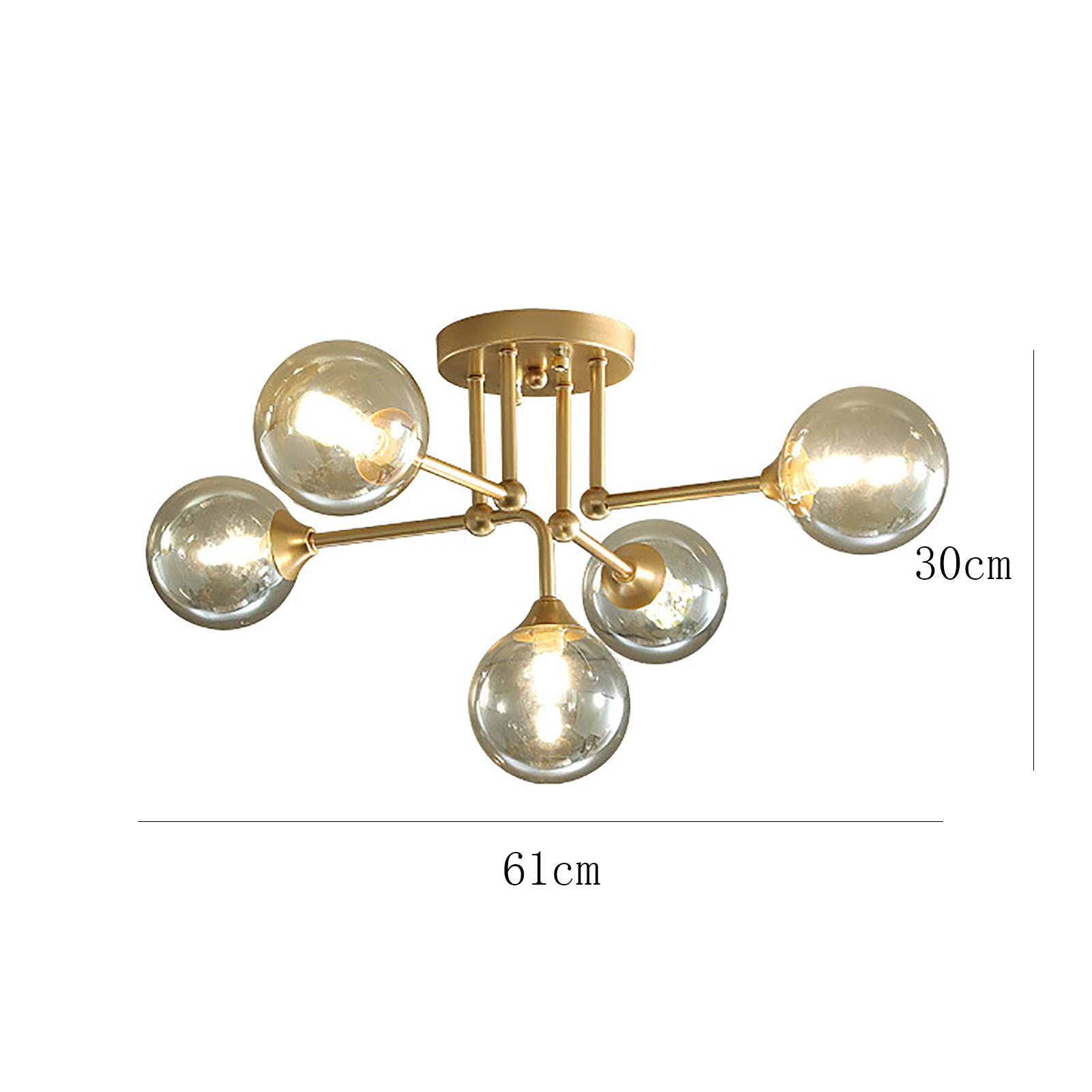 Lampa do sypialni, kuchnia i łazienka, G9 nordycka kreatywna lampa sufitowa, kreatywna lampa do nauki, amerykańska magiczna lampa molekularna, do salonu jadalni toalety balkonu przejścia - złota