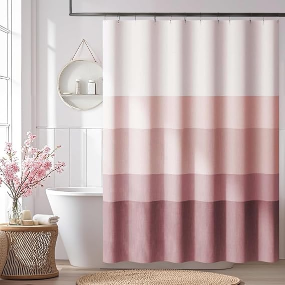 UUDIHO Bathroom Shower Curtain Women, Striped Romantic Digital Printing ...