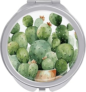 Cute Watercolor Cactus Travel Makeup Mirror P...