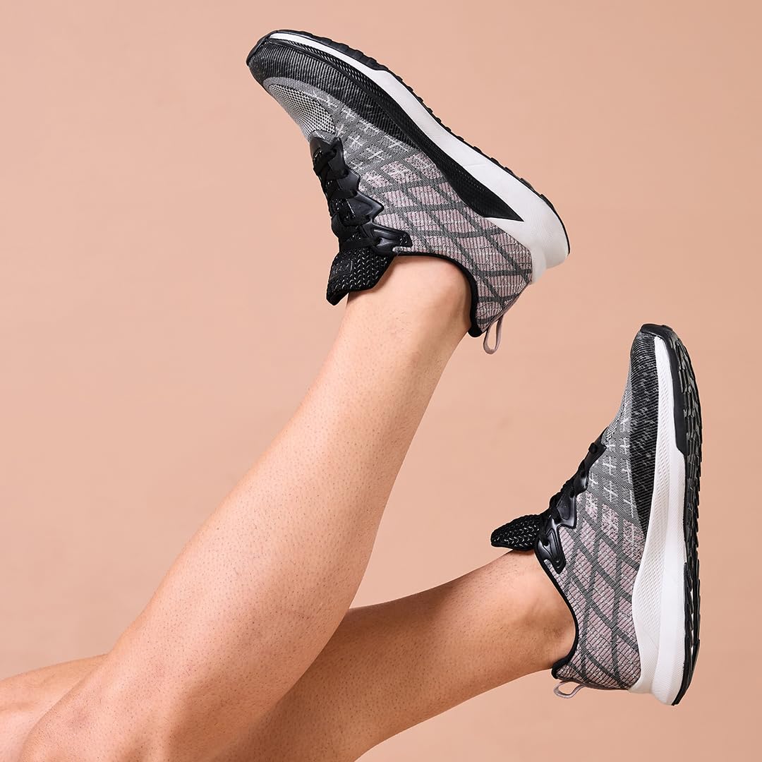 AVANT Men's DriftX Running and Training Shoes-Superior Traction,Anti Skid, Lightweight, Multi Directional Flexibility, Enhanced Cushioning, Sports Footwear (AVMSH137CL01UK8_Grey/Peach) 2