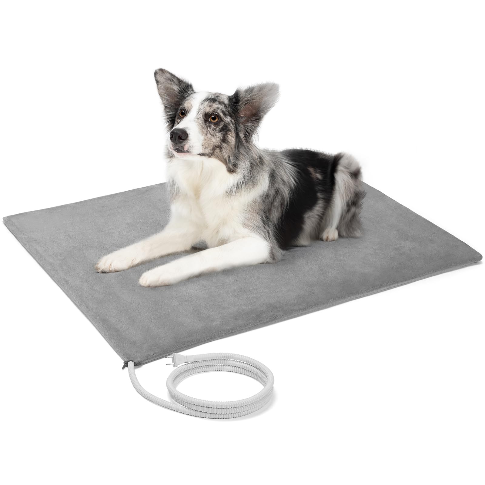 Veehoo Tappetino Riscaldante per Gatti Cani, Tappetino riscaldante per Animali Domestici Tappetino Riscaldante Cane 35℃~43℃ Impermeabile con Cavo Antimorso Copertura Rimovibile, 60 x 80cm