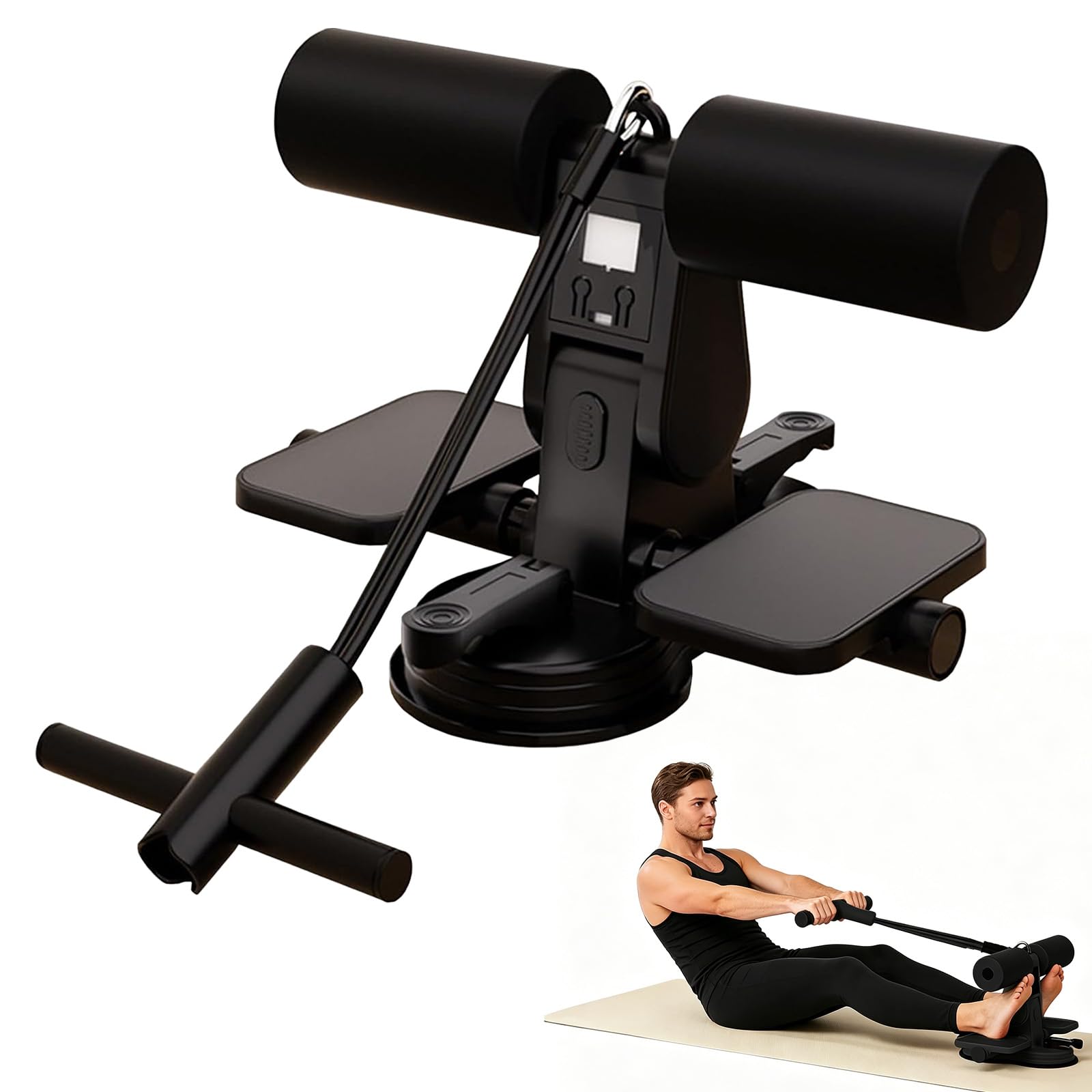Sit Up Bar, Sit Up Bar, Attrezzo per l'allenamento con ventose e corda di trazione, Allenatore addominale regolabile con doppie ventose, Sit-Up Bar, strumento per la salute addominale per la casa