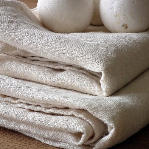 Conjunto De 4 Toallas De Baño De Lino Natural Huckaback Lara - Lino De Baño