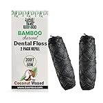 BOONBOO Dental Floss Refill, Charcoal Woven Thread, 2pcs of 100FT/30M - Total 200FT/60M, Waxed, Coconut
