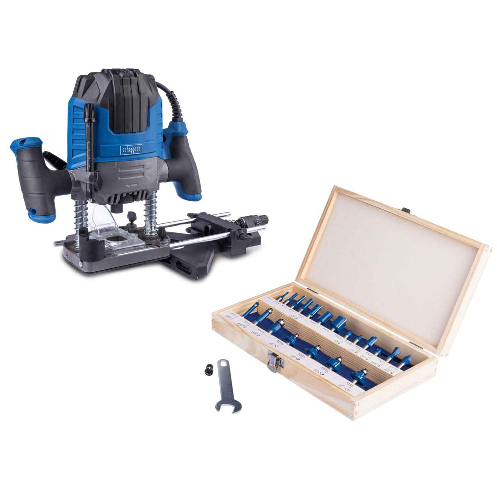 Scheppach WRT1200, défonceuse 1200 W, 20 fraises, profondeur 55 mm