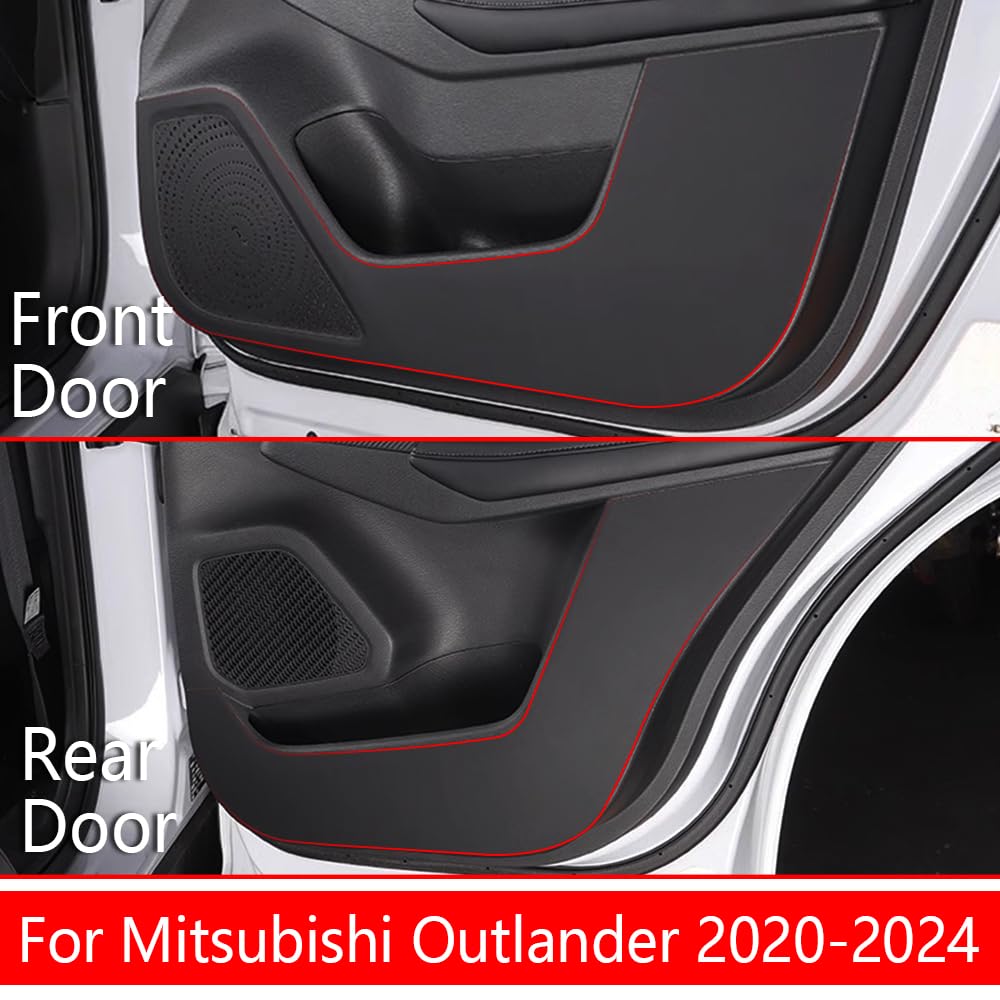 LUNQIN Car Door Anti Kick Pad for Mitsubishi Outlander Accessories 2022 2023 2024 2025 Protector Mat Dirty Collision Stickers Interior
