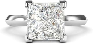 10k White Gold Square 8mm Simulated Princess Cut Diamond Engagement Ring Knife Edge Promise Bridal Ring