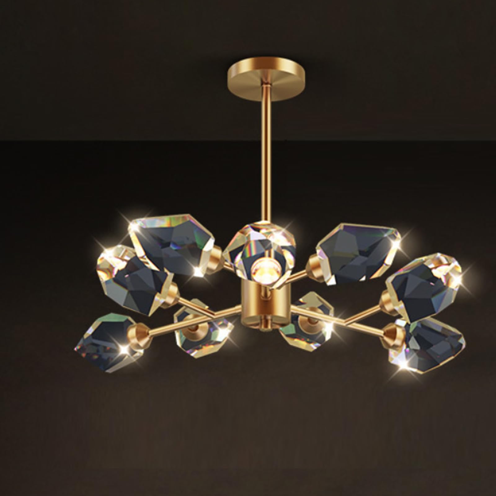 HYJAUSXB Vintage Pendant Lamp, Light Luxury Living Room Chandelier,Chandeliers Modern K9 Crystal Contemporary Ceiling Fixtures Dimmable for Dining Bedroom