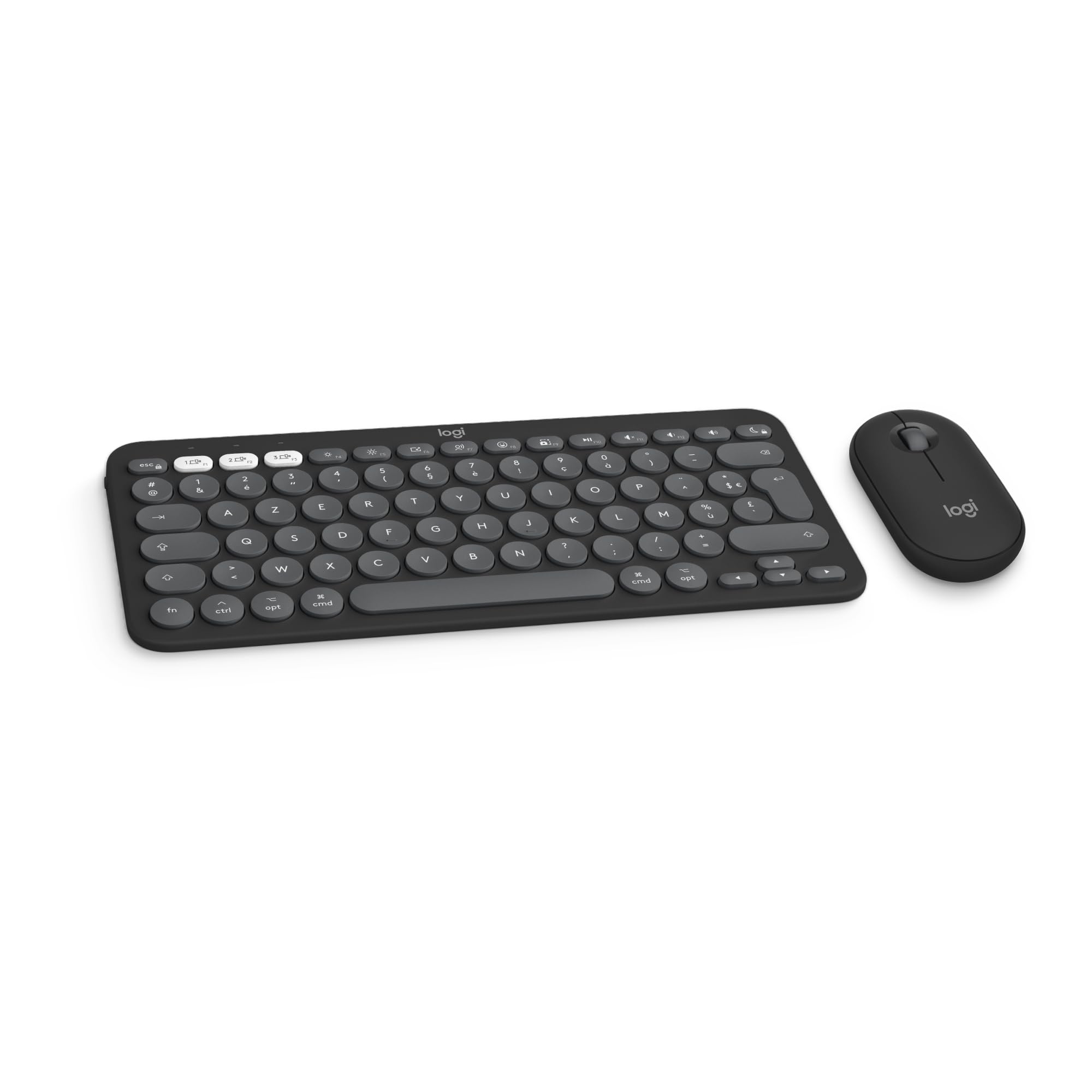Logitech Pebble 2 Combo, Clavier et Souris sans Fil, discrets et Portables, Personnalisables, Logi Bolt, Bluetooth, Easy-Switch pour Windows, macOS, iPadOS, Chrome - Clavier Français AZERTY, Graphite