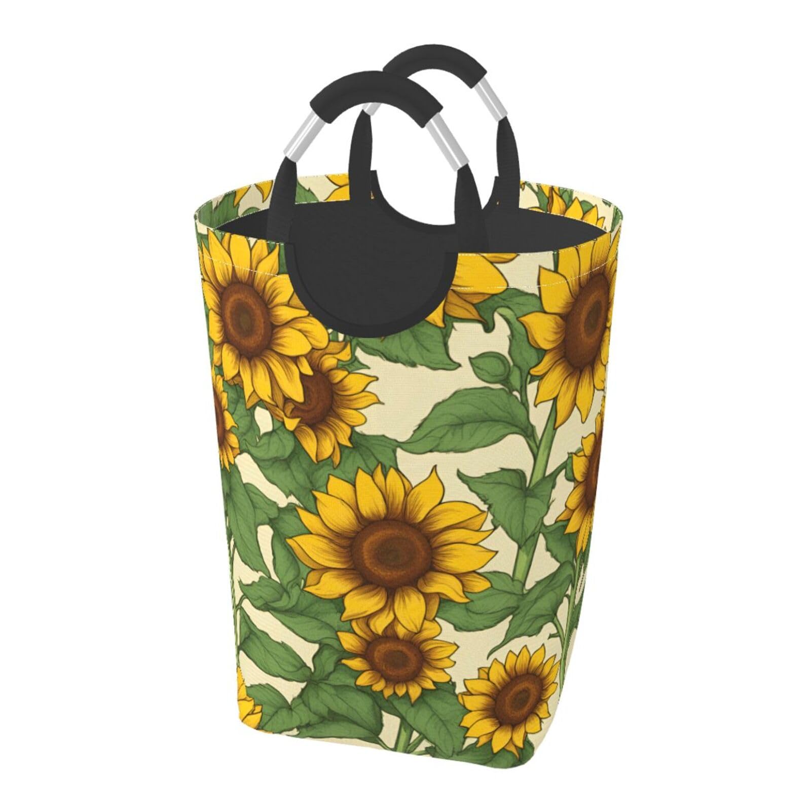 Sunflower Print Laundry Hamper Collapsible Baskets With Handle Dirty Clothes Hamper Bag For Dorm Family Bathroom Decor Storage ﻿