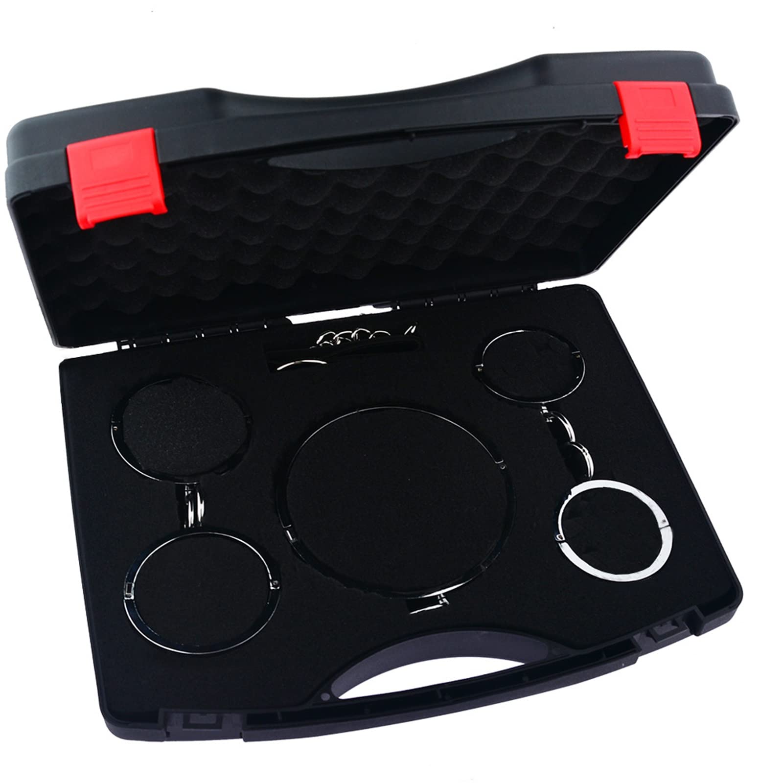 Set di Bondage BDSM di Lusso 6 Pezzi con Manette in Acciaio Inossidabile Collare Morsetti per capezzoli Plug anale Polsini per Caviglie Valigia Portatile Giocattoli erotici per Coppie,Men