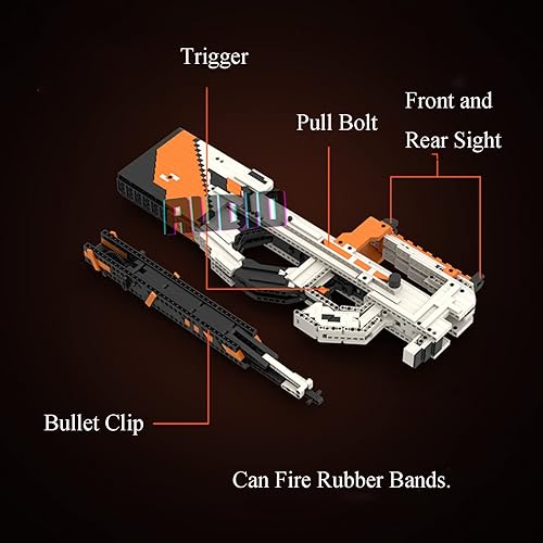 Miniatura 2 de Audio Technics - Bloque de construcción de juguete de disparo simulado, modelo de juguete de disparo Technics P90, compatible con Lego Technic, más