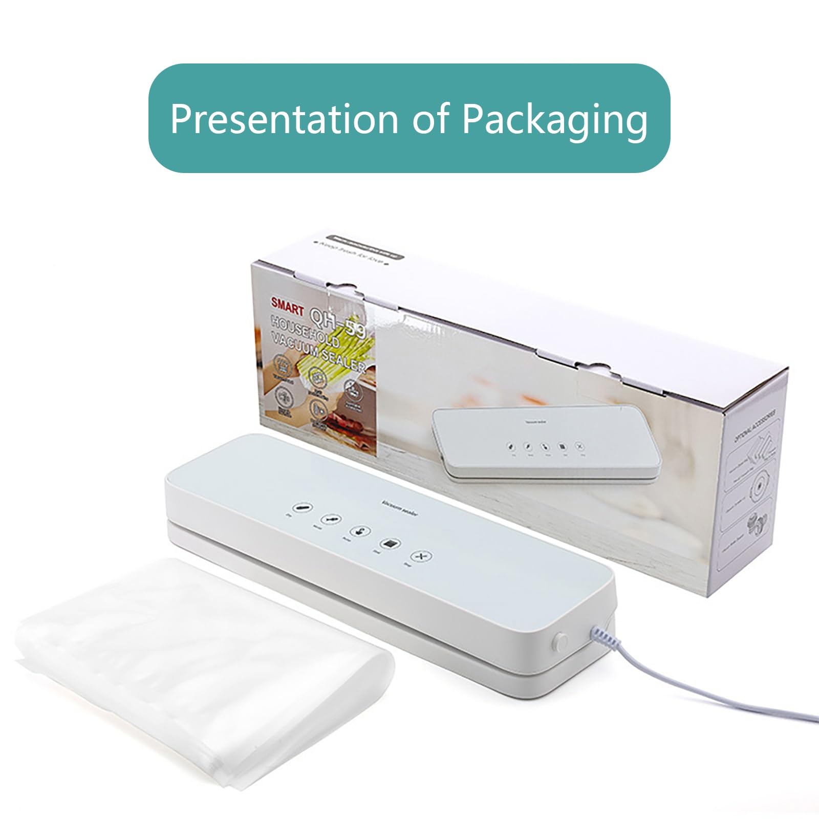 Powerful Vacuum Sealer Machine, Detachable & External Suction for Food Preservation, Compact for Dry/Wet Foods, Kitchen Storage Solution