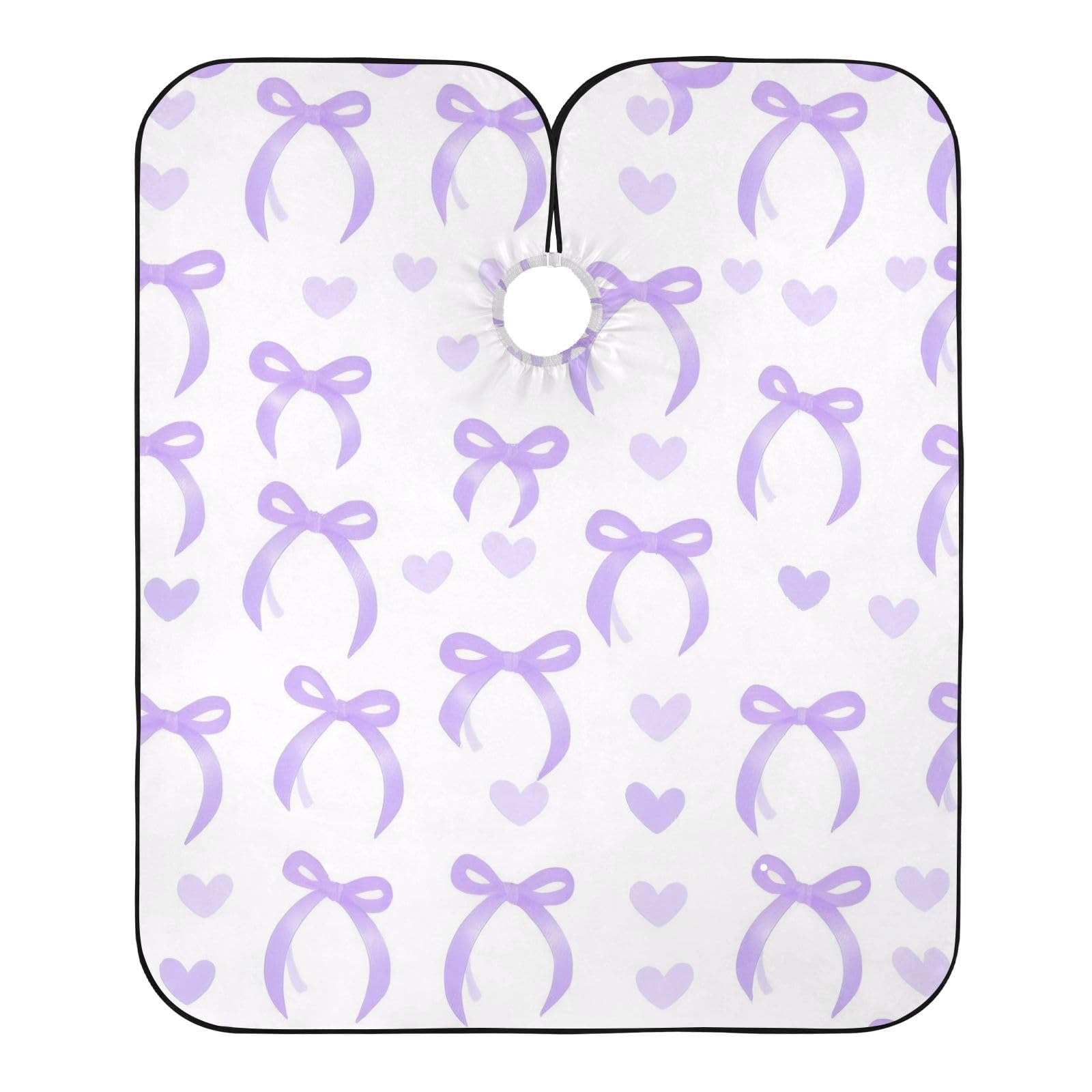 Hezely Purple Bow Love Hair Dye Cape, Barber Cape for Adults,Waterproof Salon Cape,Waterproof Hairdressing Styling Hair Cutting, 65